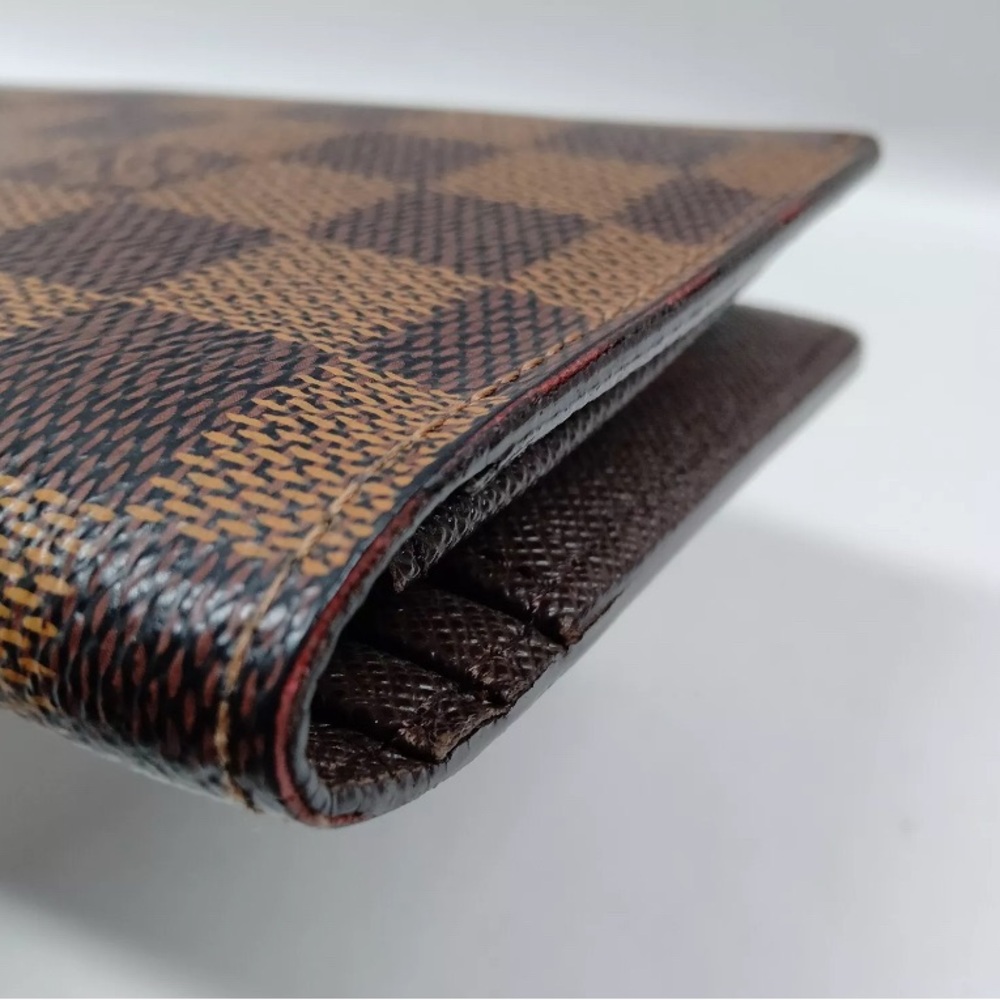 EUC [Louis Vuitton] Damier Ebene Checkered Long Unisex Bi-Fold Wallet Brown - Picture 7 of 11